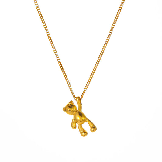 Gold Teddy Bear Pendant Necklace