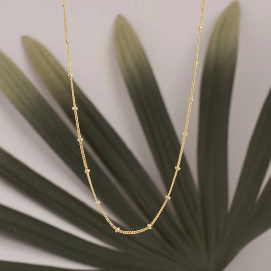 Gold Bead 925 Sterling Silver Chain