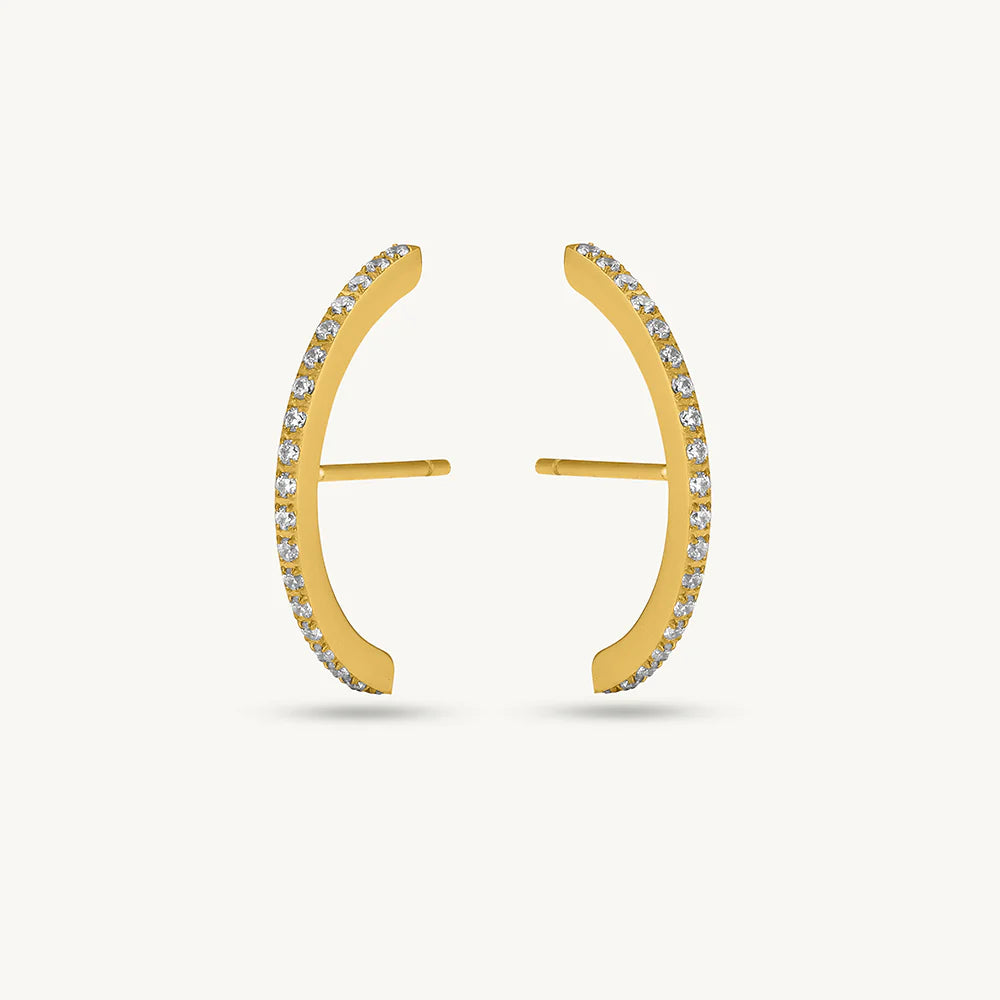 Moon Diamond Stud Earrings