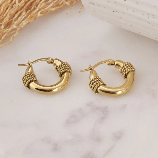 Gold Tyre Hoop Earrings