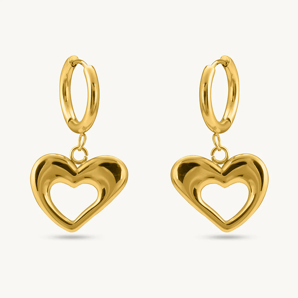 Dangling Heart Hoop Earrings
