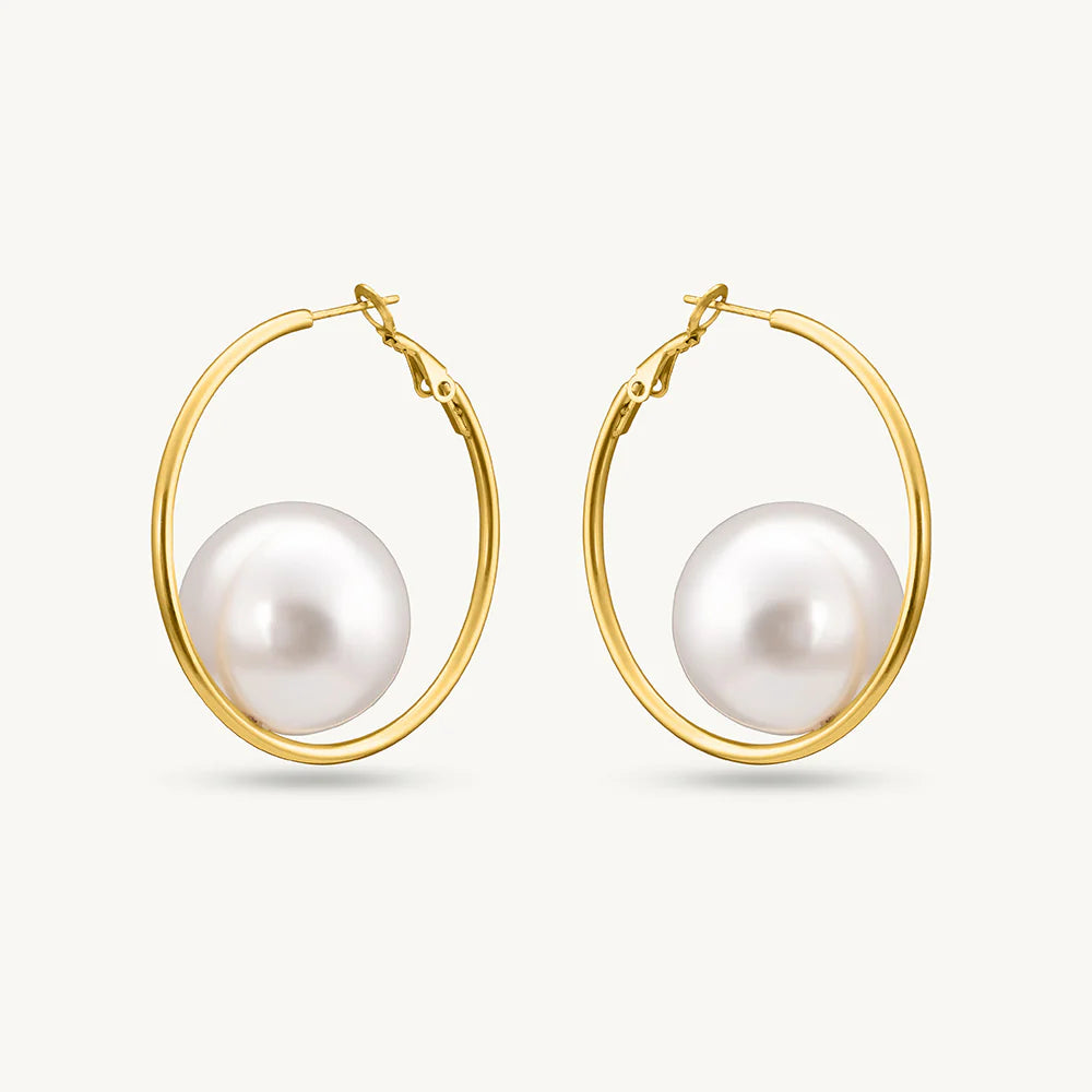 Large Lumina Pearl Hoops