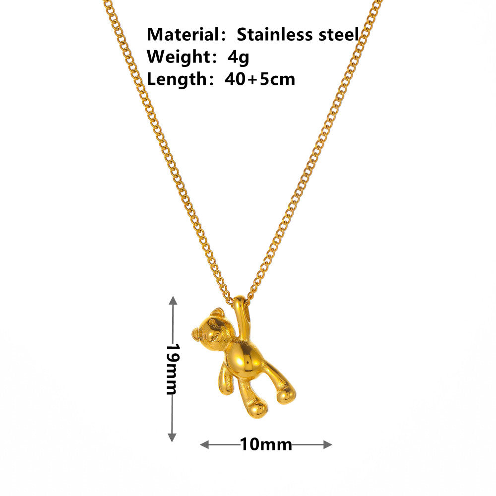 Gold Teddy Bear Pendant Necklace
