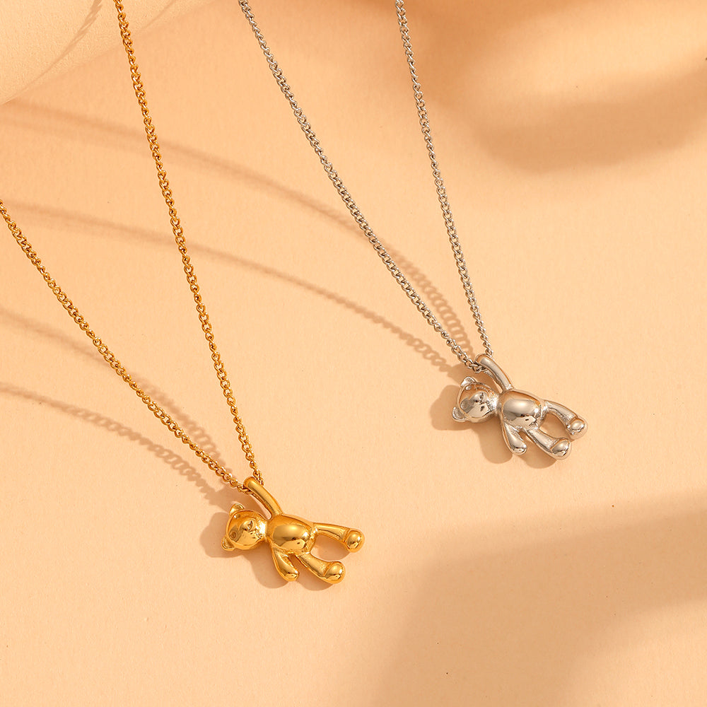 Gold Teddy Bear Pendant Necklace