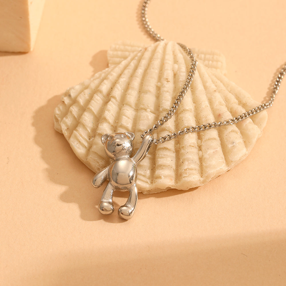 Gold Teddy Bear Pendant Necklace