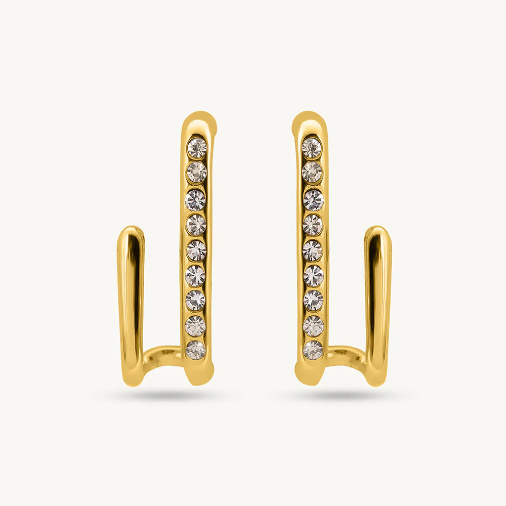 Golden Arc Sparkle Earrings