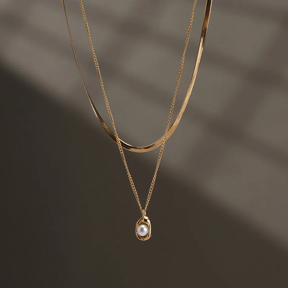 Auric Pearl Layered Necklace