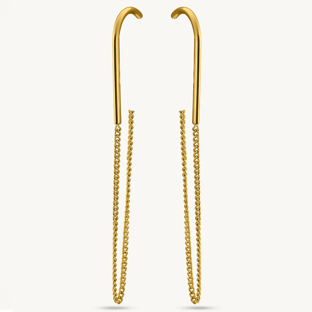 Gold Chain Drop Hook Earrings