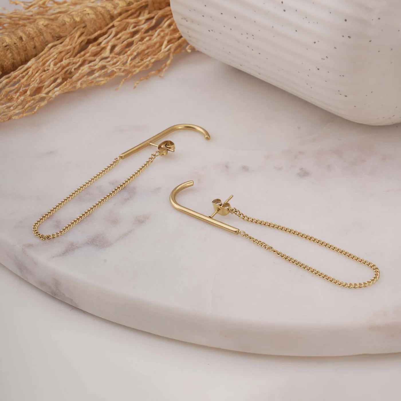 Gold Chain Drop Hook Earrings
