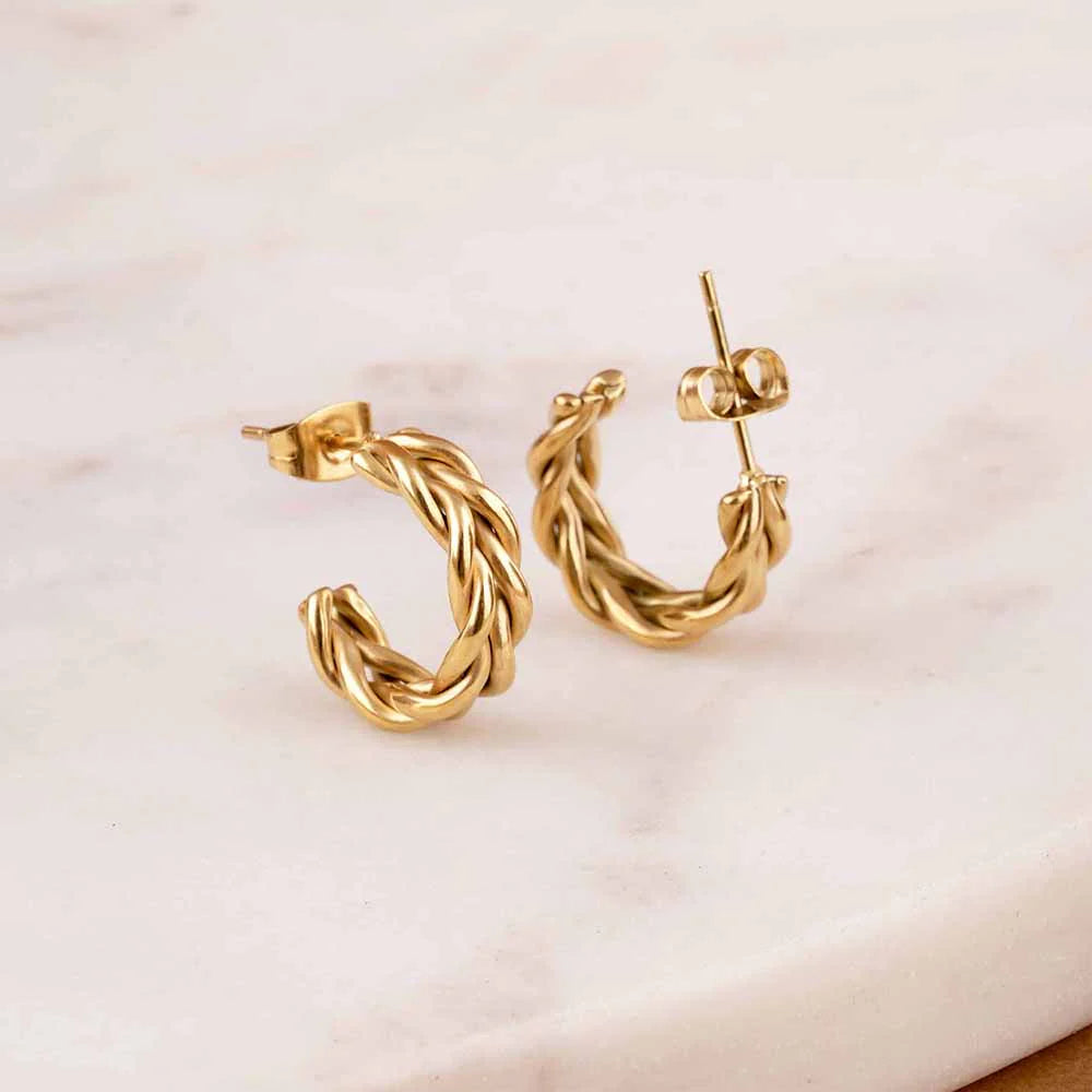 Golden Braid Hoops
