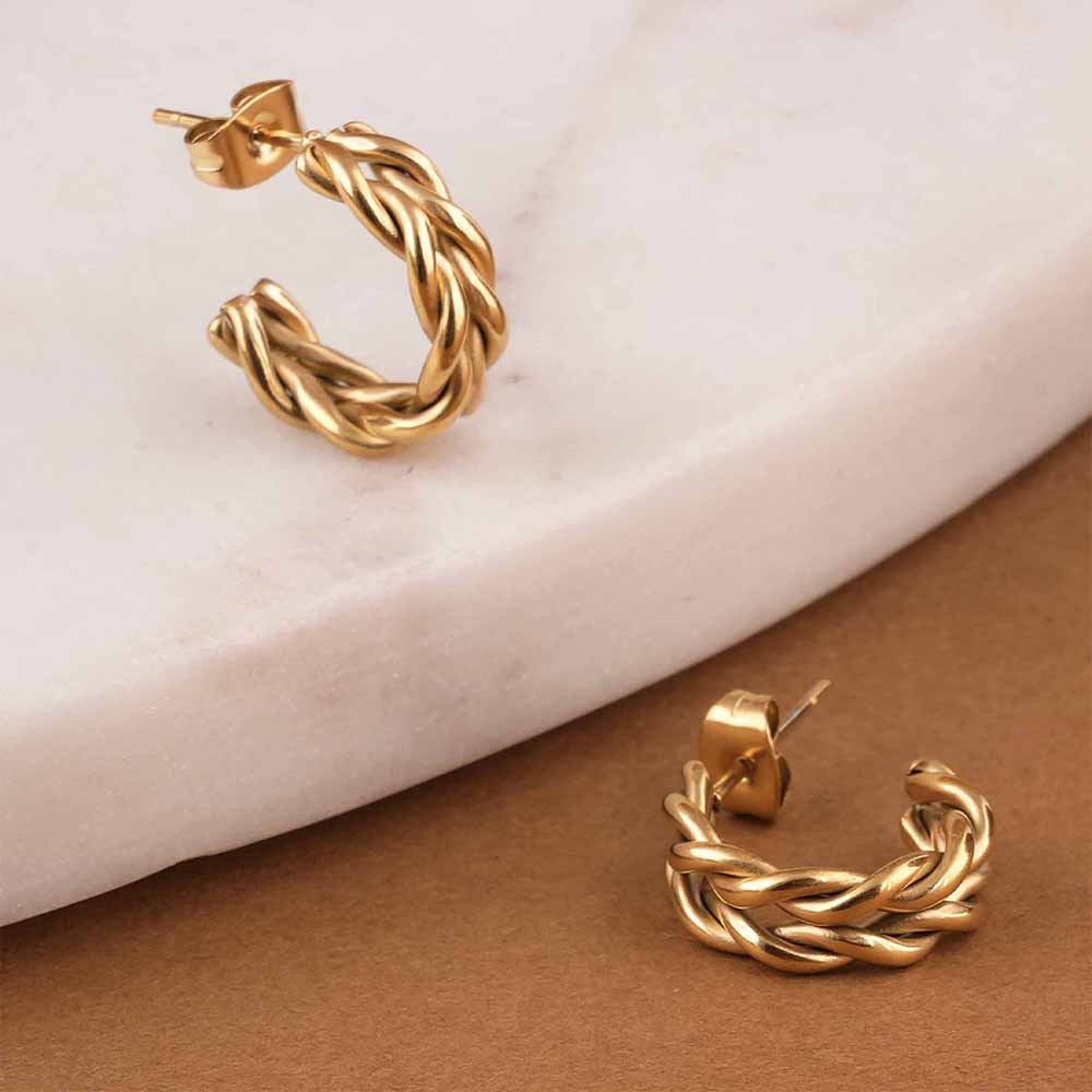 Golden Braid Hoops