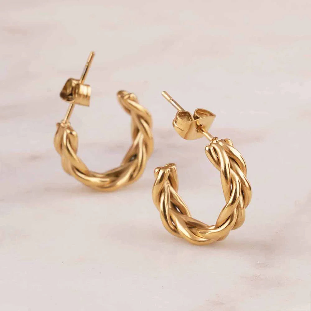 Golden Braid Hoops