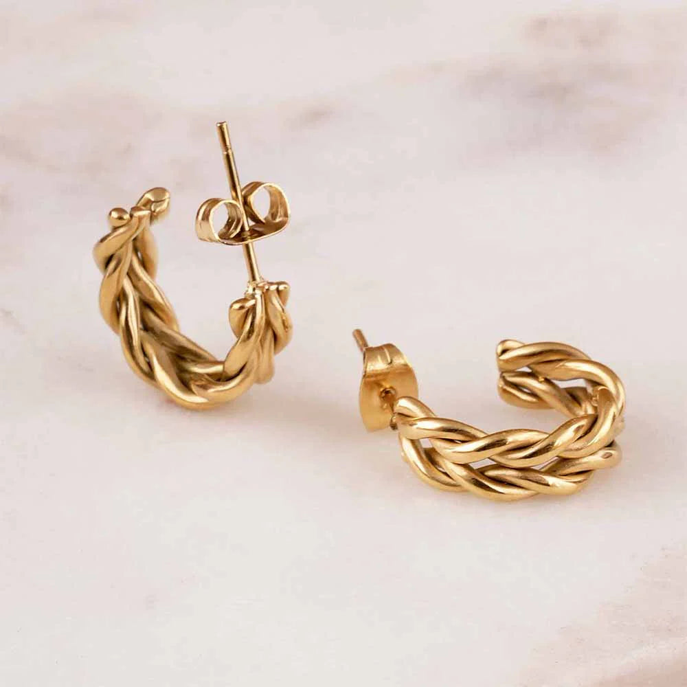 Golden Braid Hoops