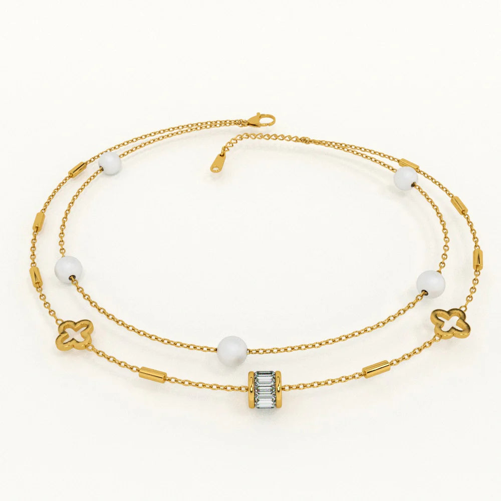Layered Pearl and Charm Anklet