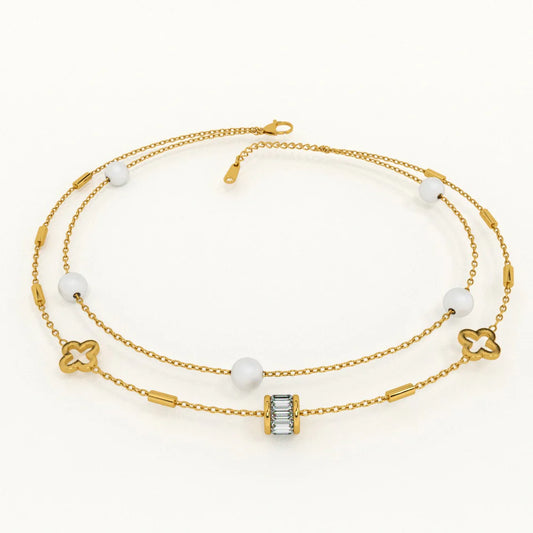 Layered Pearl and Charm Anklet