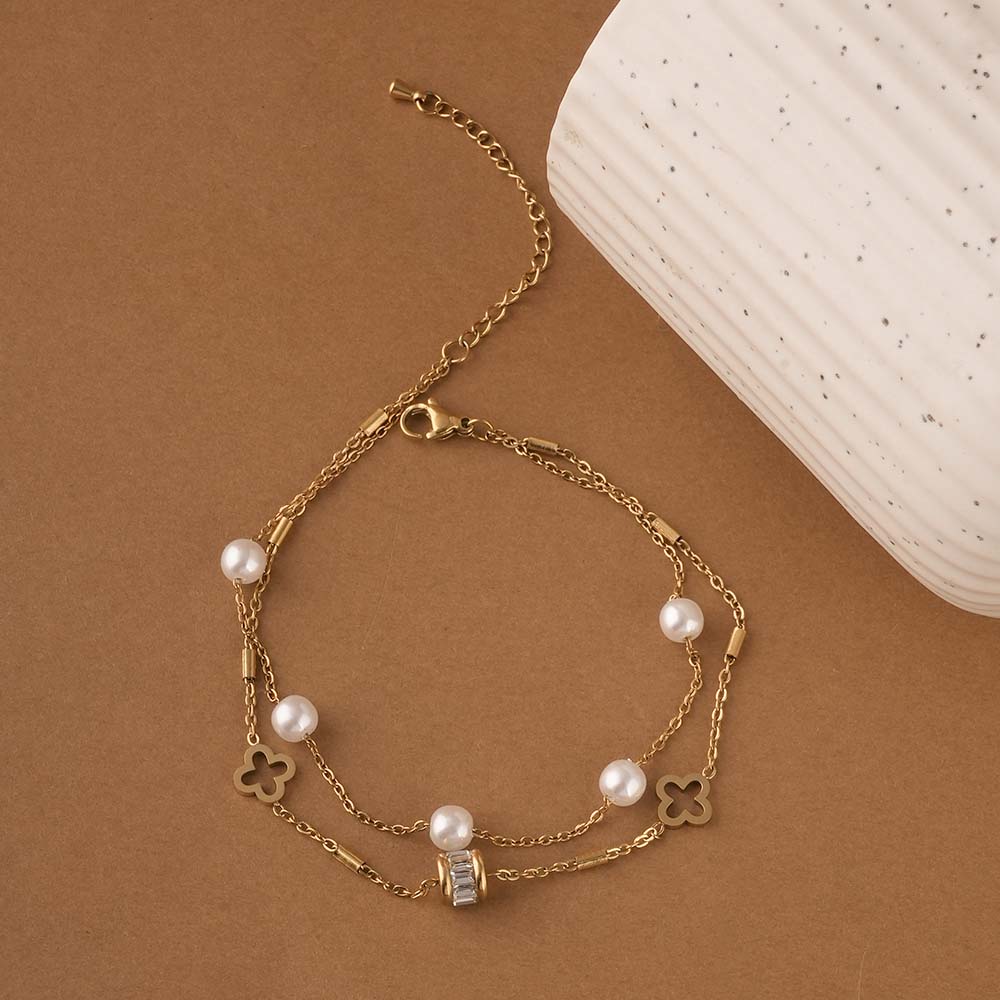 Layered Pearl and Charm Anklet