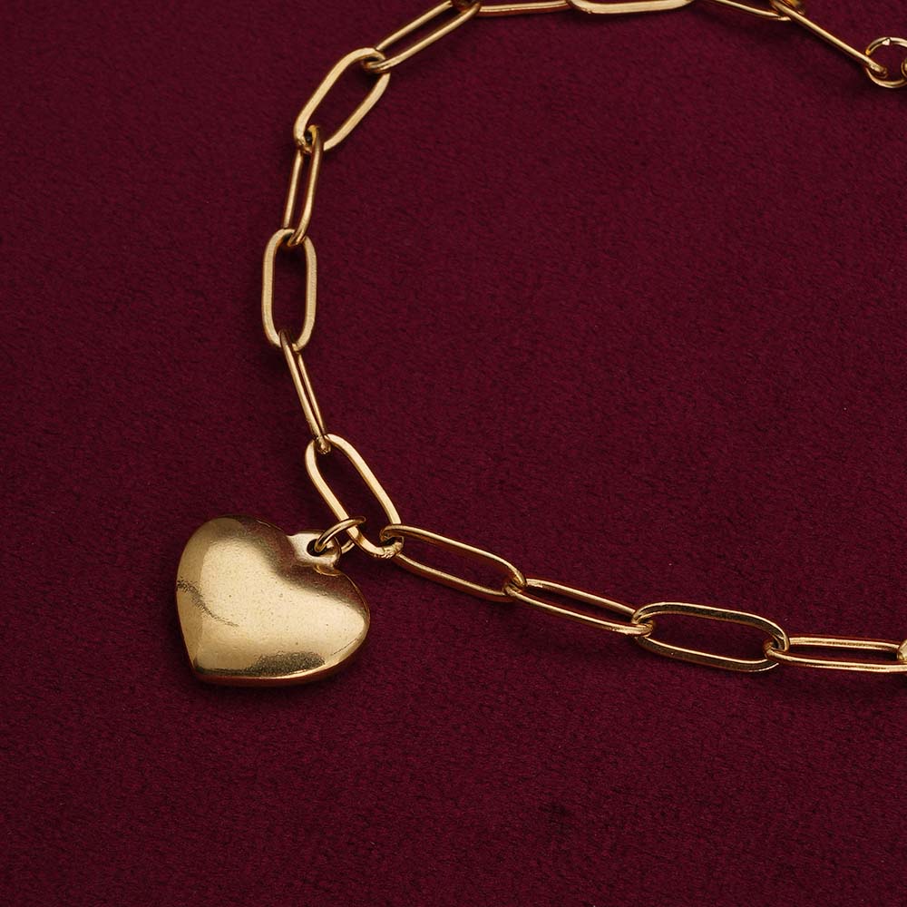 Heart Charm Gold Bracelet