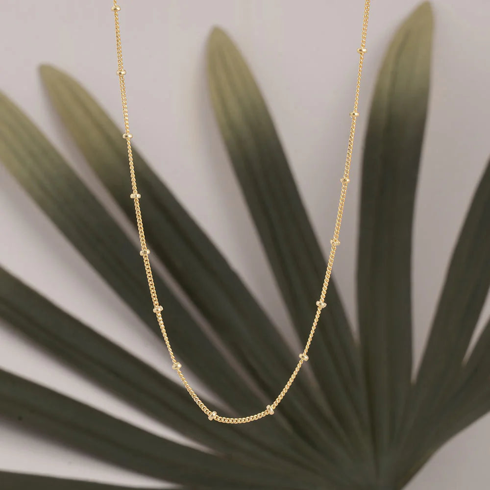 Gold Bead 925 Sterling Silver Chain