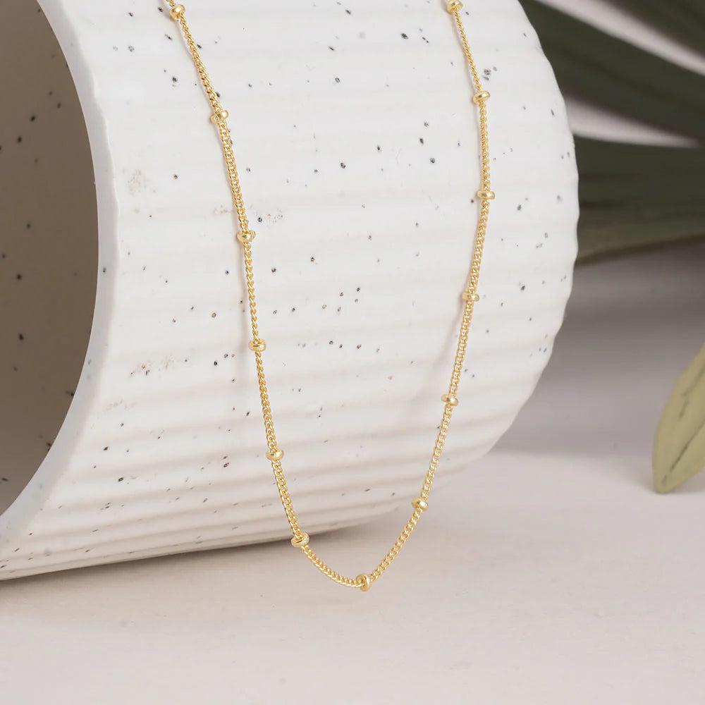 Gold Bead 925 Sterling Silver Chain