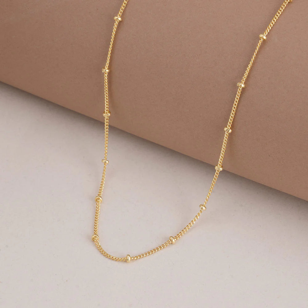 Gold Bead 925 Sterling Silver Chain