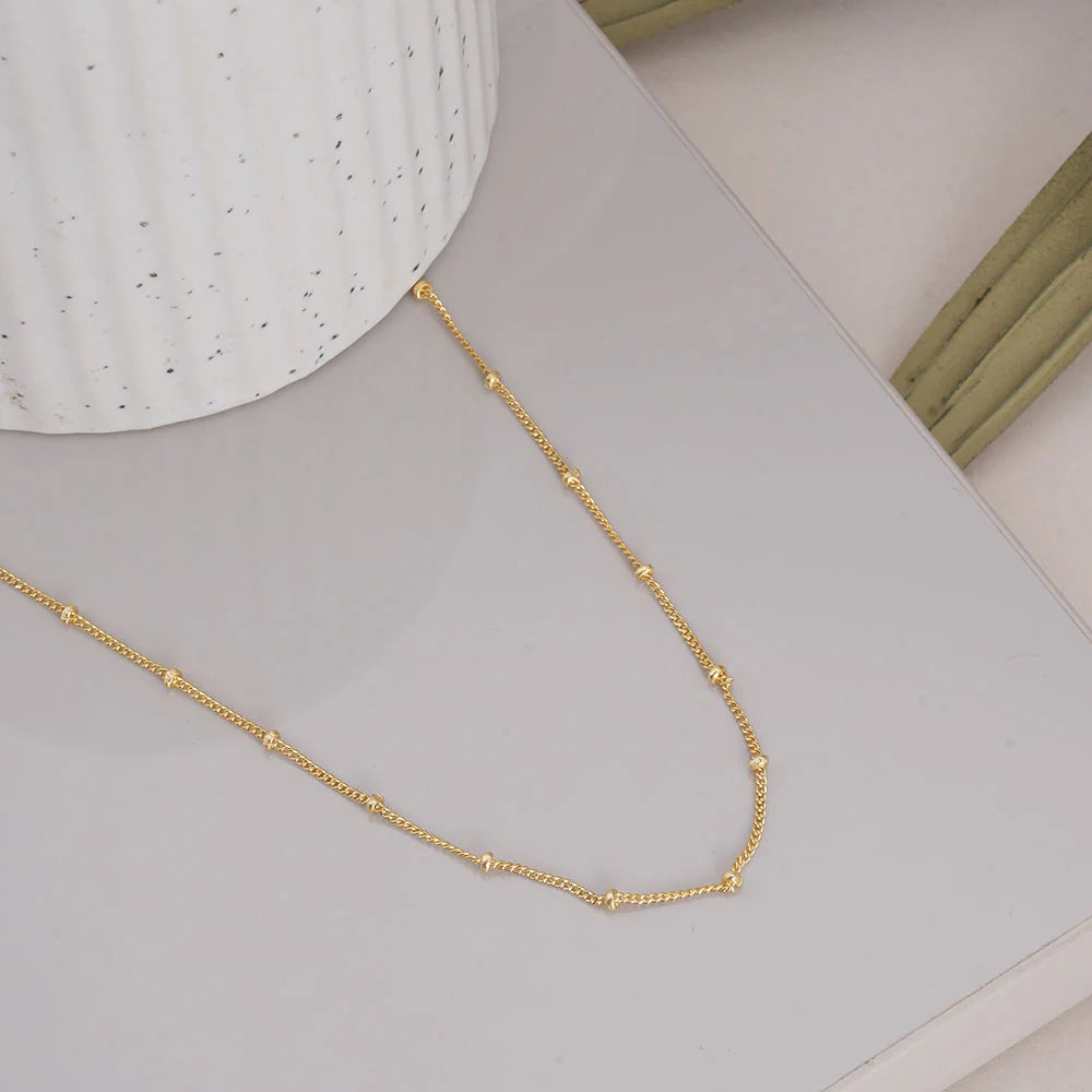 Gold Bead 925 Sterling Silver Chain