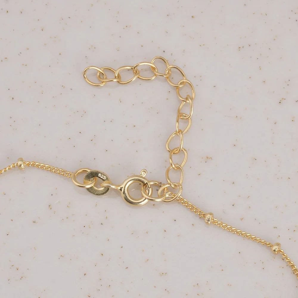Gold Bead 925 Sterling Silver Chain