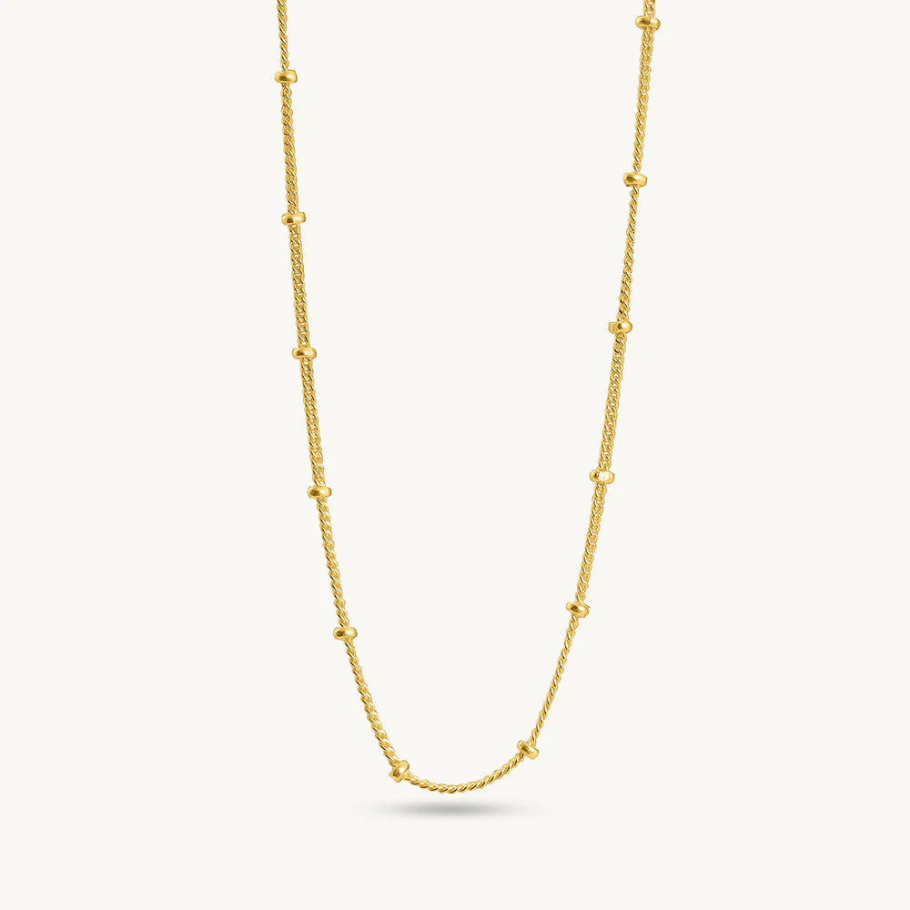 Gold Bead 925 Sterling Silver Chain