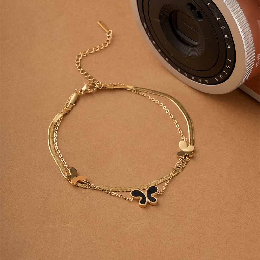 Gold Butterfly Charm Anklet