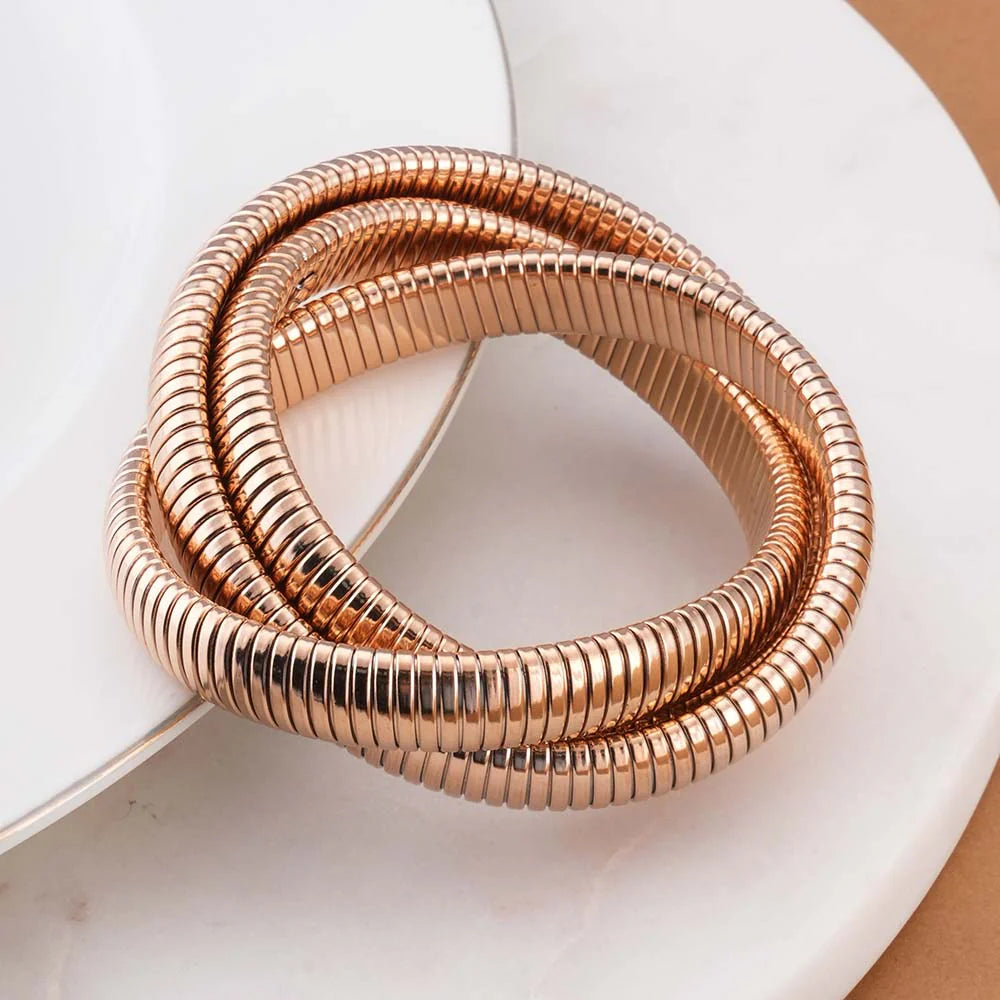 Rose Gold Trio Snake Bangle