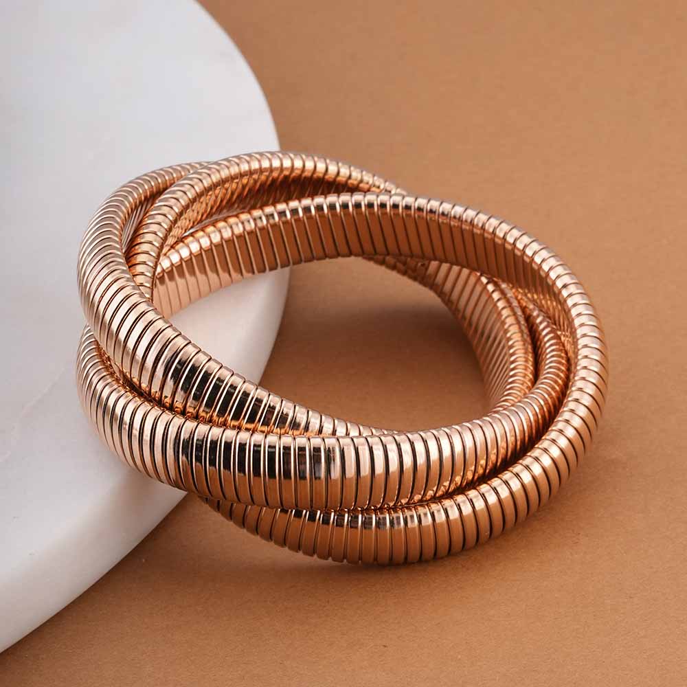 Rose Gold Trio Snake Bangle