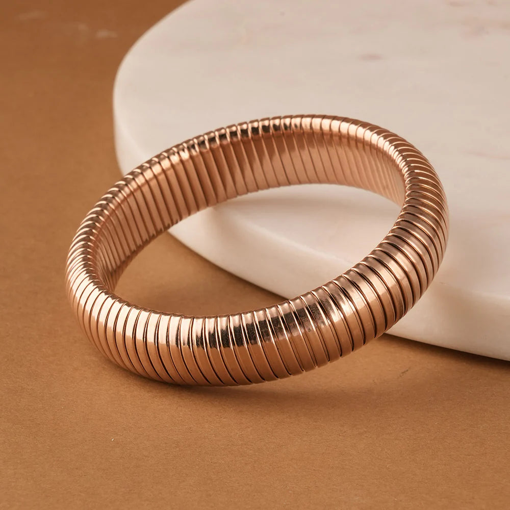 Grooved Rose Gold Bangle