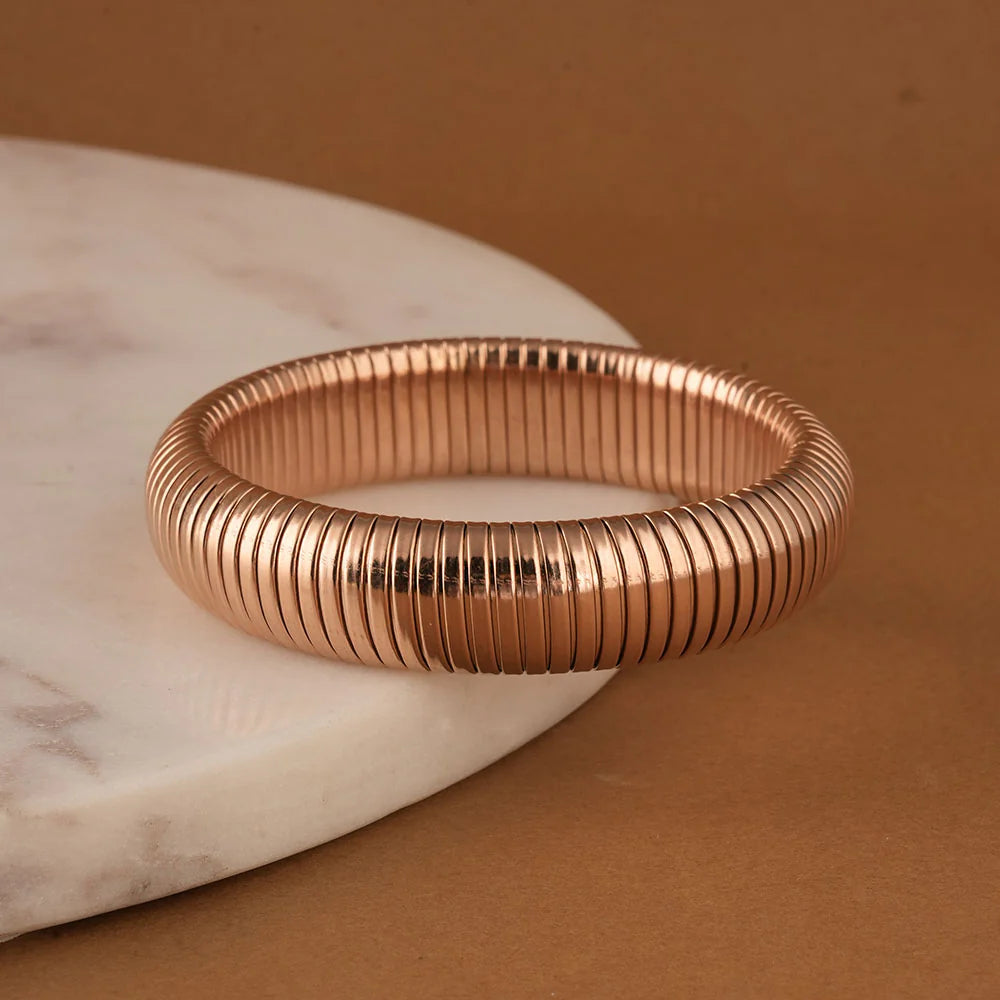Grooved Rose Gold Bangle