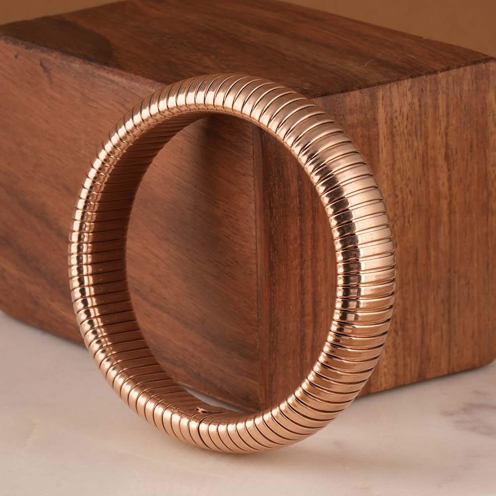 Grooved Rose Gold Bangle