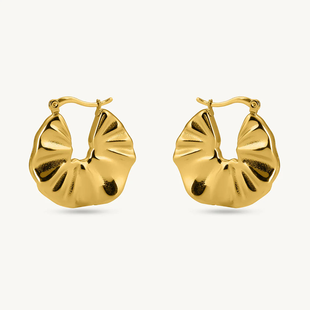 Gold Textured Creole Hoop Earrings