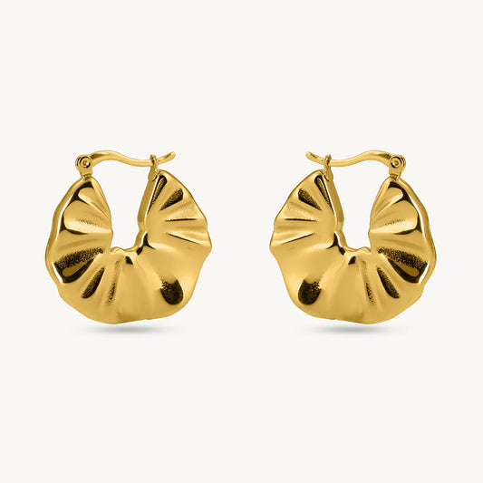 Gold Textured Creole Hoop Earrings