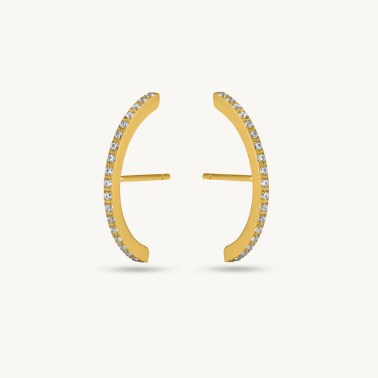 Moon Diamond Stud Earrings