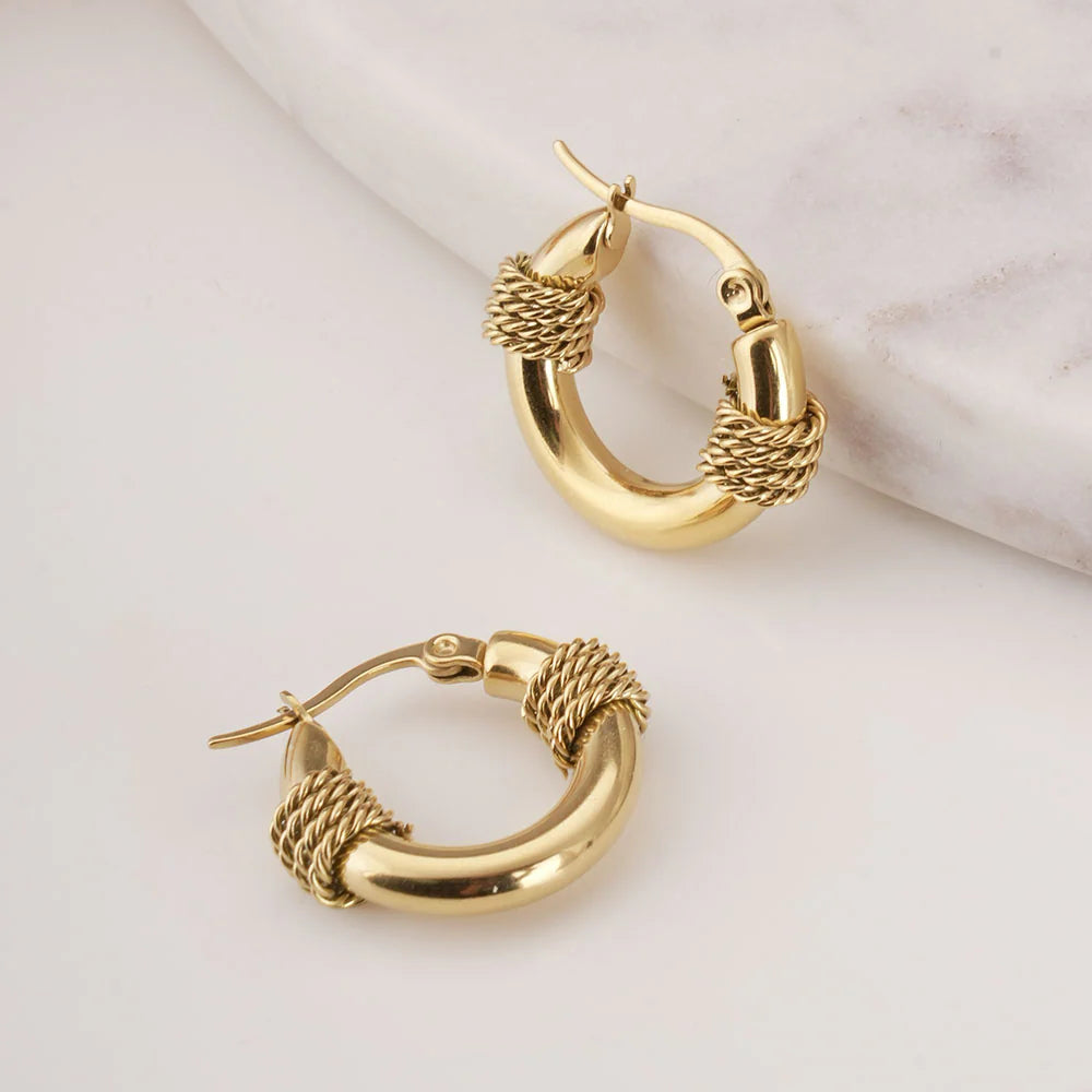 Gold Tyre Hoop Earrings