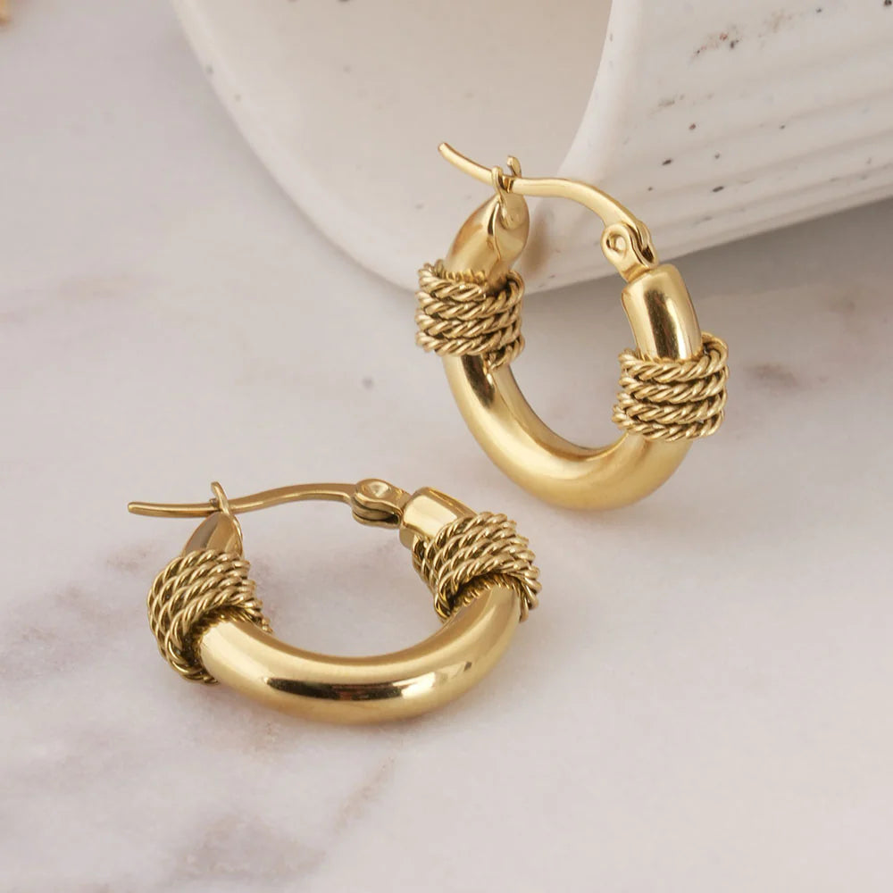 Gold Tyre Hoop Earrings