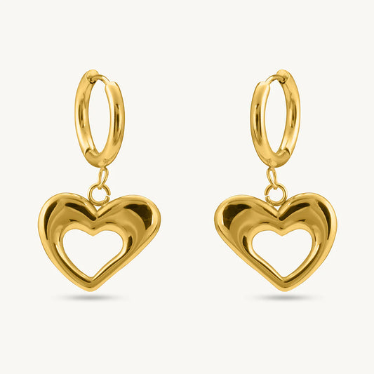 Dangling Heart Hoop Earrings