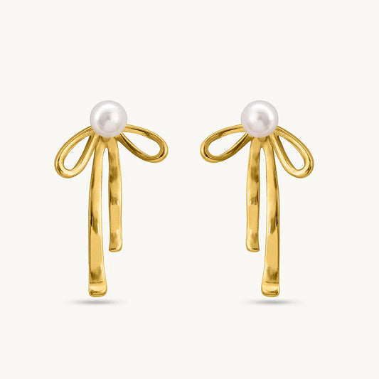 Pearl Ribbon Earrings