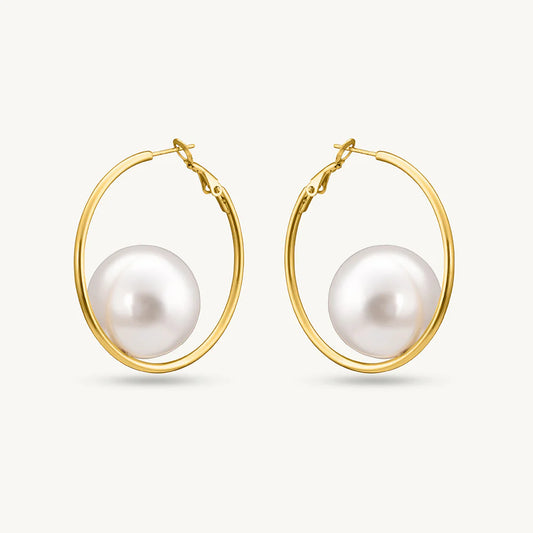 Large Lumina Pearl Hoops