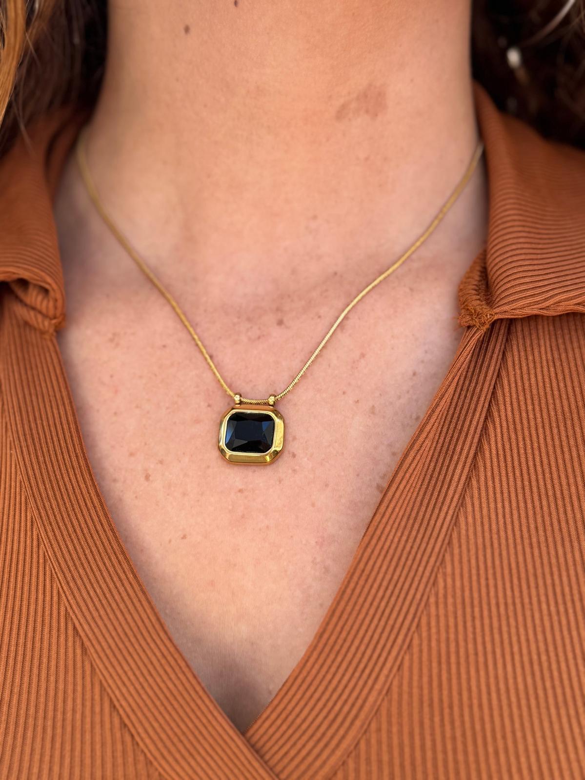 Gemstone Cubic Zirconia Pendant Necklace