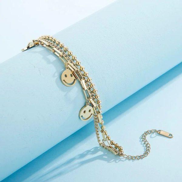 Smile Layered Gold Chain Bracelet