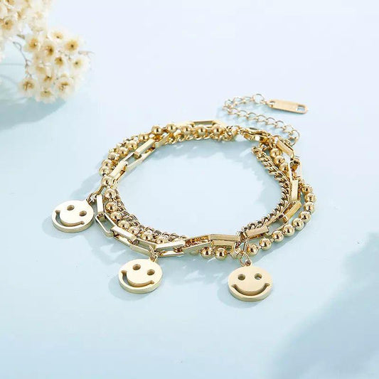 Smile Layered Gold Chain Bracelet