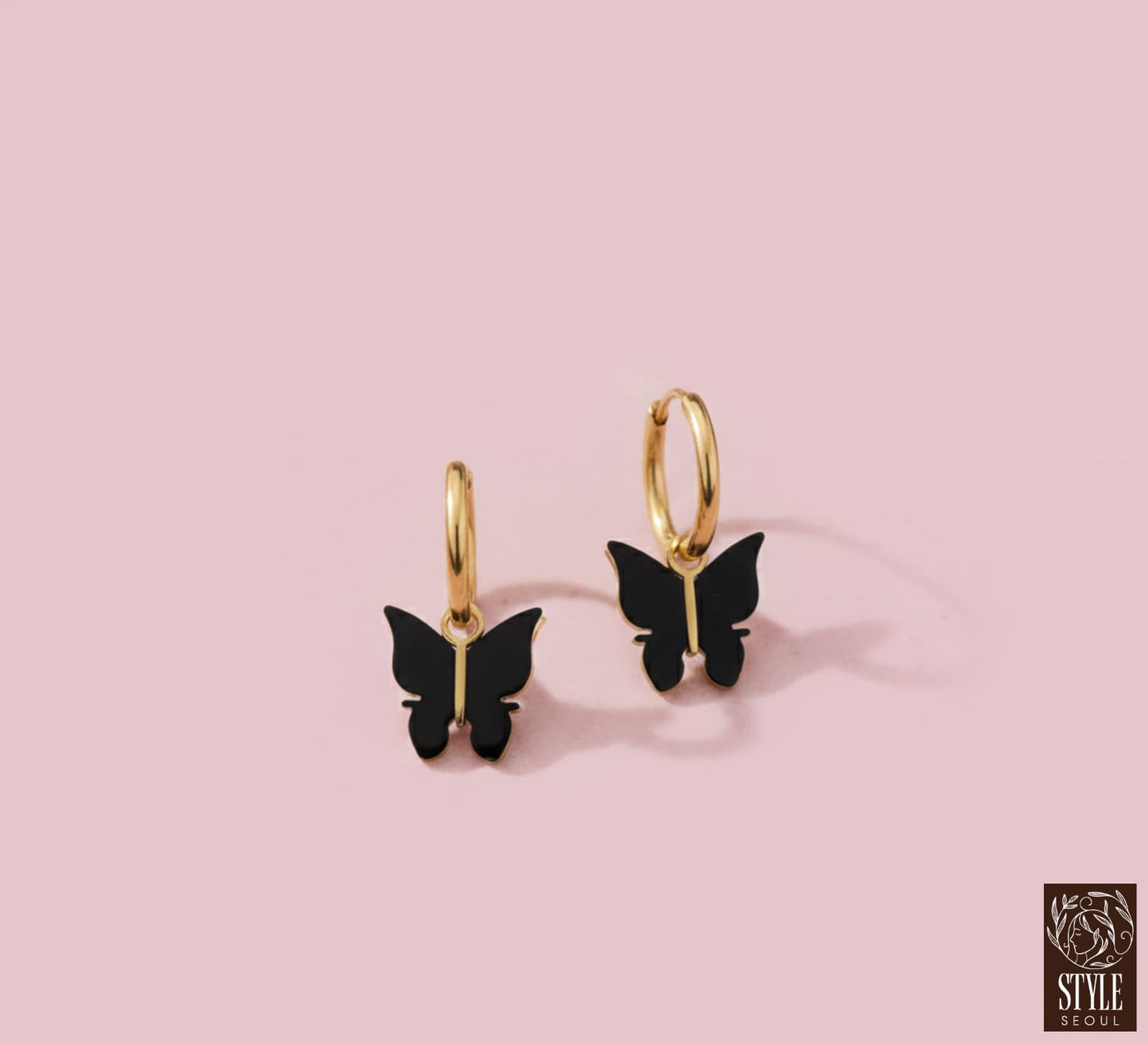 Midnight Butterfly Hoop Earrings