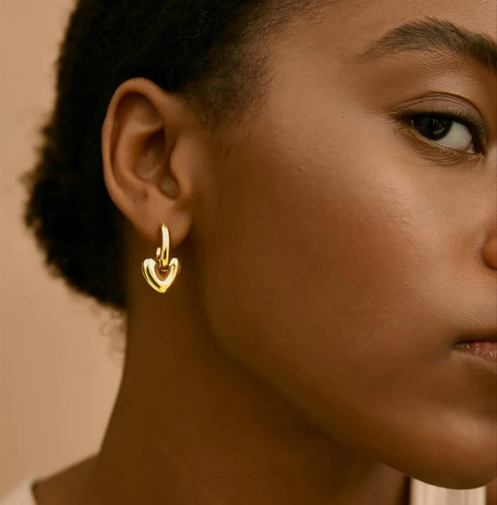 Gold Heart Hoop Earrings