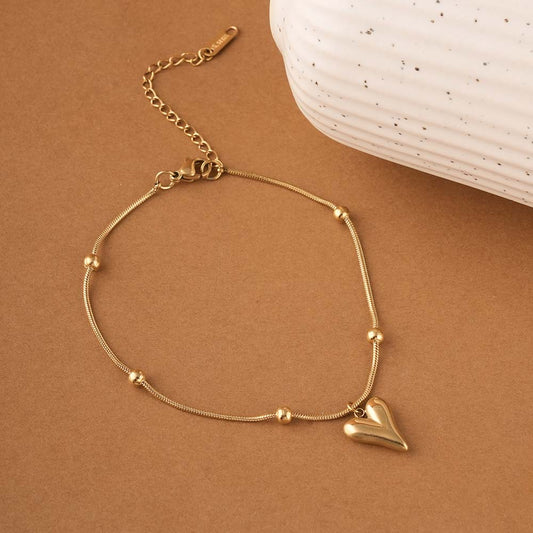Heart and Ball Chain Anklet