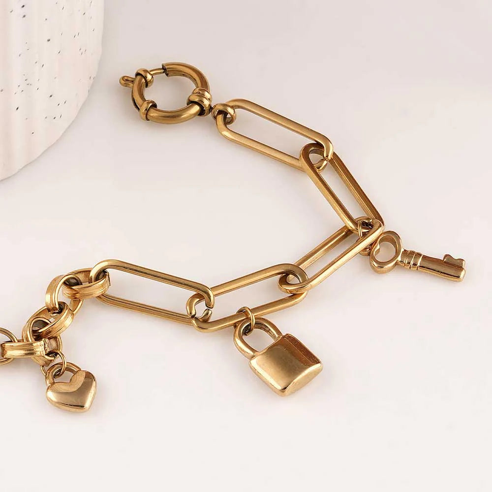 Golden Key Charm Bracelet