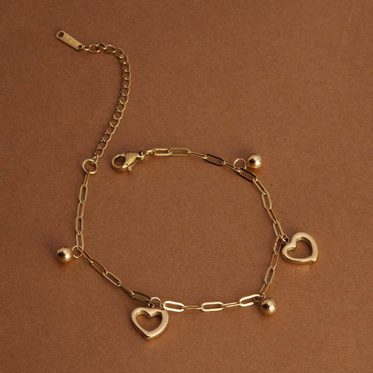 Openwork Heart Charm Bracelet