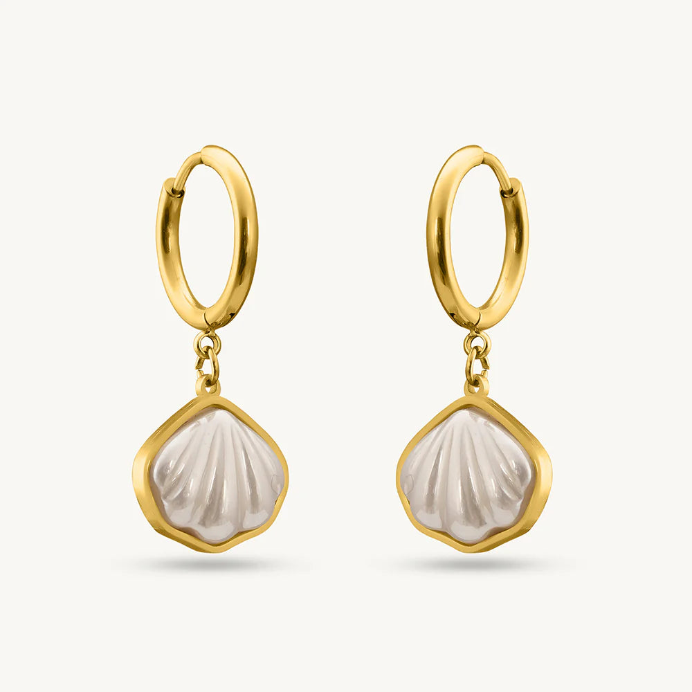 Golden Shell Dangle Earrings